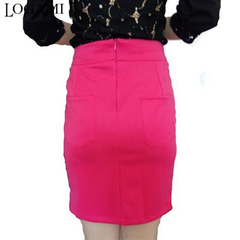 Logami High Waist Split Pencil Skirts Womens Sexy Office Ladies Solid Mini Skirt Spring Summer