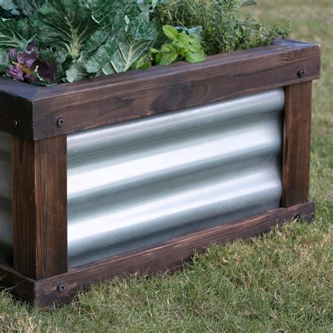 Coral Coast Guthrie Corrugated Metal And Wood Raised Garden Bed 4l X 2w