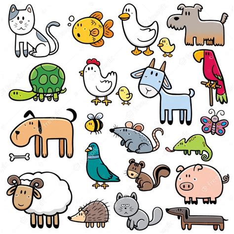 Conjunto De Animales De Dibujos Animados Vector Premium