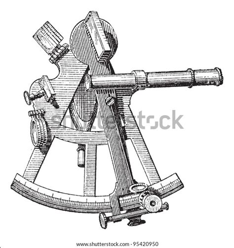 sextant isolated on white vintage engraved stock vector royalty free