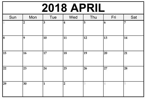 Blank April 2018 Calendar Free Download Printable Templates Lab