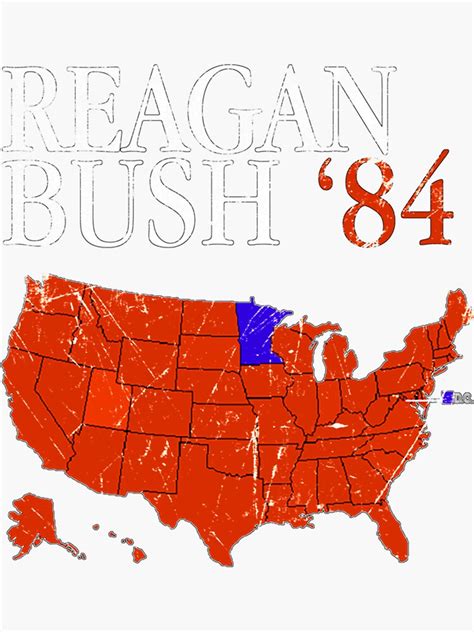 Vintage Style Distressed Reagan Bush 84 Retro Logo Red White Blue