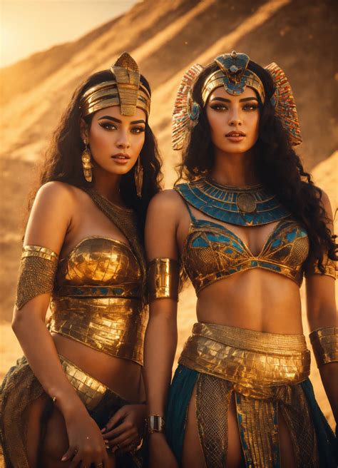 lexica an epic fantasy scene in ancient egypt featuring two gorgeous and beautiful egyptian