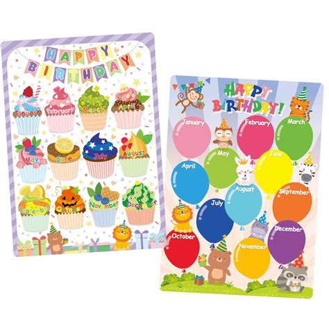 Buy Whaline 2 Pack Classroom Birthday Chart Happy Birthday Balloon