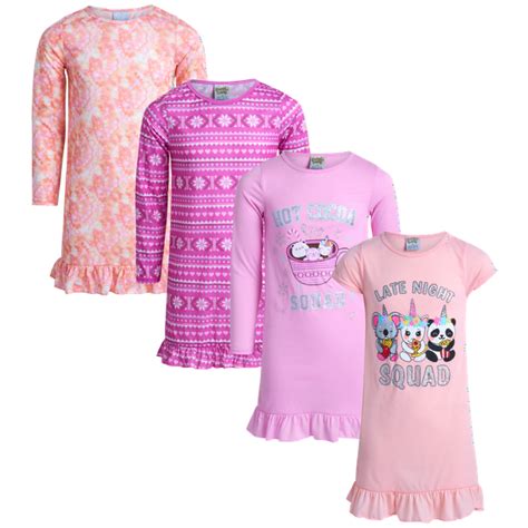 Sweet And Sassy Girls Pajamas 4 Piece Short Sleeve Sleep Shirt