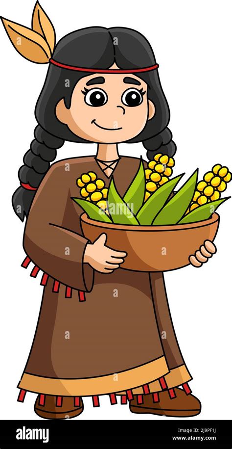 Thanksgiving Native American Girl Clipart Stock Vector Image And Art Alamy