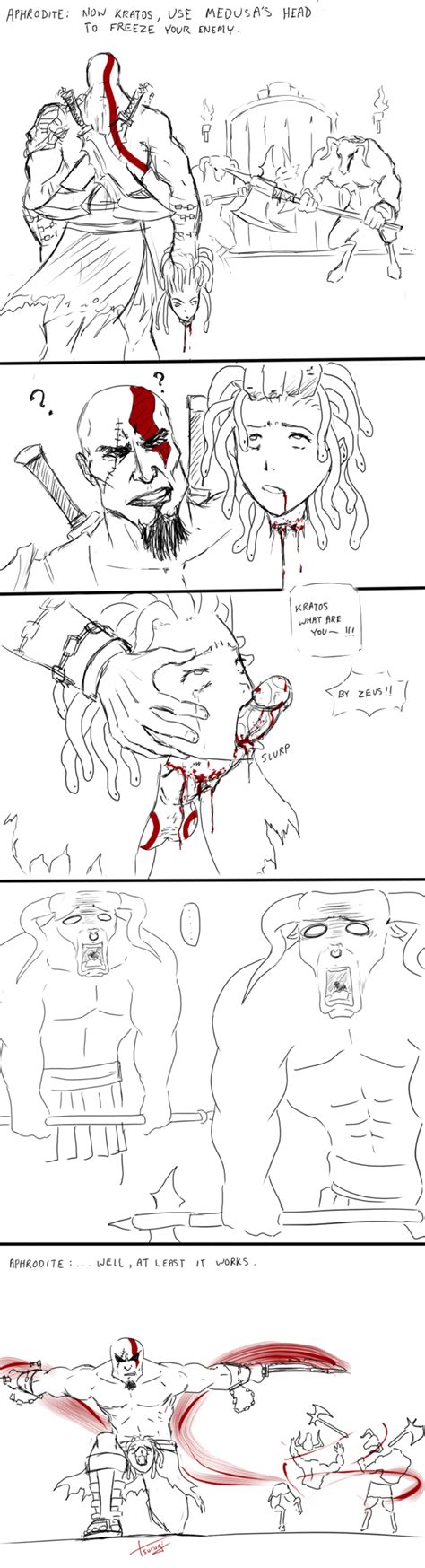how kratos uses medusa s head by tsurugi9000 hentai foundry