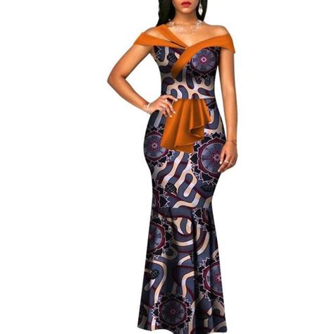 African Cotton Wax Print Clothing Women Long Mermaid Bazin X11441 Traditional African Clothing