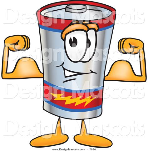 Illustration Of A Battery Mascot Flexing His Arm Muscles By Mascot