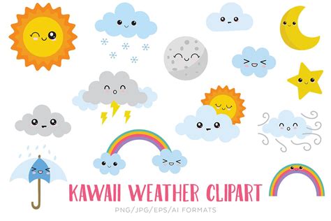 Kawaii Weather Vector Clipart