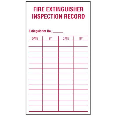 How would your company do during an osha fire extinguisher inspection? Fire Extinguisher Inspection Record Labels | Seton