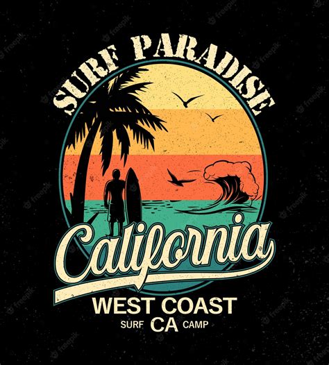 Premium Vector Vector Surf Paradise California West Coast Surf T