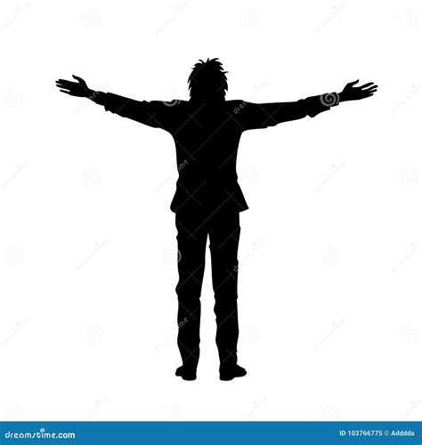 Isolated Silhouette Of Man With Outstretched Arms Stock Vector