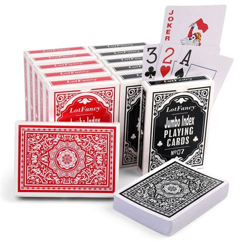 Lotfancy Playing Cards Jumbo Index 12 Decks Of Cards 6 Black 6 Red