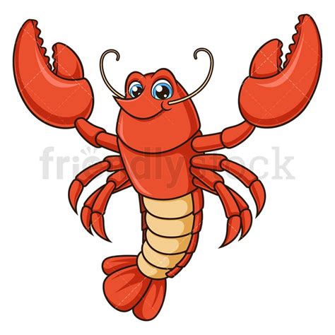 Cute Red Lobster Cartoon Clipart Vector Friendlystock