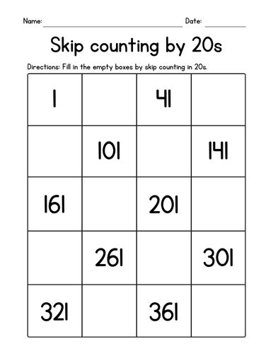 Skip Counting By 20s Worksheets Mental Math Teaching Resources