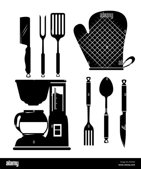Kitchen Utensils Icon Set Vector Illustration Graphic Design Stock