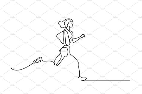 Sport Running Woman On White Running Drawing Running Art Line Art
