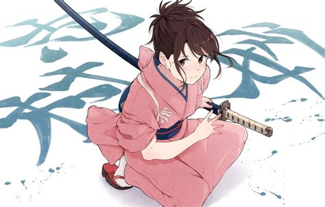 Обои Girl Sword Weapon Anime Katana Samurai Artwork