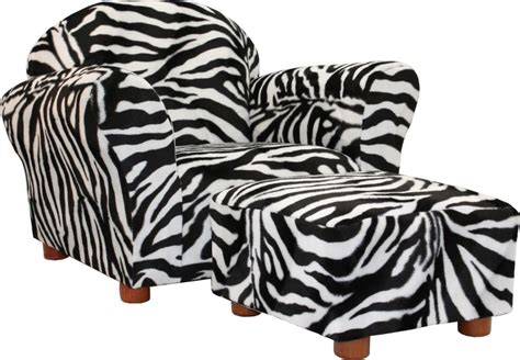 Kids' sofa, chair and ottoman set, zebra. Kids Club Chair Ottoman Set Zebra Black White Plush Animal Faux Fur Furniture - The Clearance ...