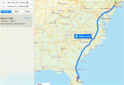 New York To Florida Drive Time And Distance Planning Measuring Stuff