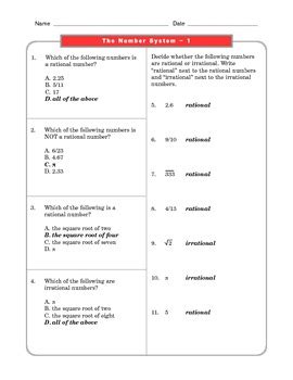 Solving 2 variable equation in excel. Grade 8 Common Core Math Worksheets:The Number System 8.NS 1 #1 | TpT