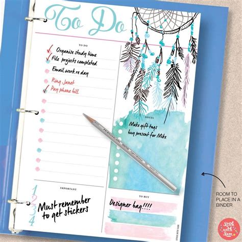 To Do Dreamcatcher Printable Planner Great For A Planner Daily