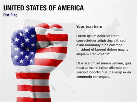 United States Of America Fist Flag Powerpoint Map Slides United