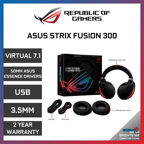Asus Strix Fusion 300 71 50mm Gaming Headset Shopee Malaysia