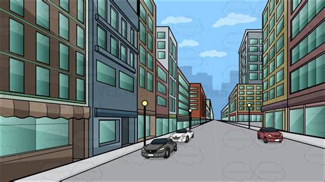 A City Street With Buildings Background Clipart Cartoons