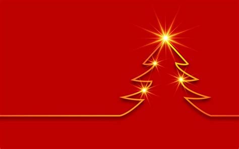 Download Wallpapers Christmas Tree 4k Minimal Red Background Merry
