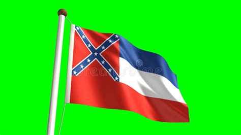Mississippi Flag Background Realistic Waving In The Wind 4k Video For