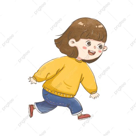 فتاة صغيرة تركض يركض فتاة في بداية الربيع Png صورة للتحميل مجانا