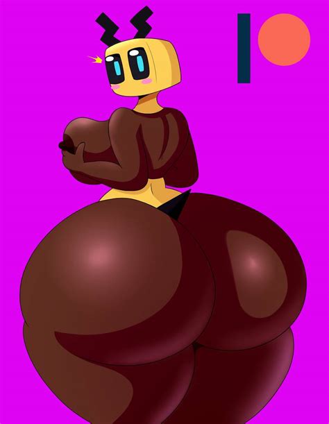 Bee Minecraft Minecraft Tagme 1girl Ass Grabbing Own Breast Nipples Purple Background