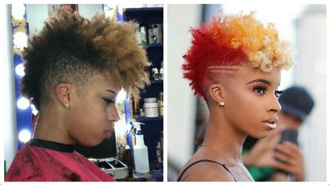 Tapered Mohawk Cut By The Hairbender Afro Hairstyle For Women Youtube