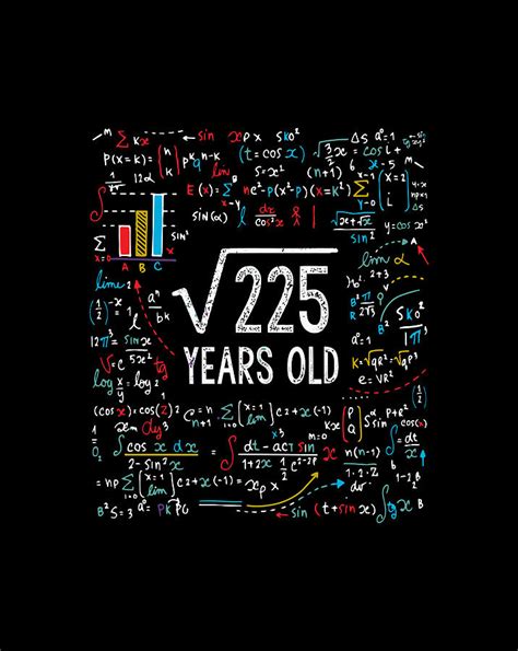 Square Root Of 225 15th Birthday 15 Year Old Ts Math Bday T Items