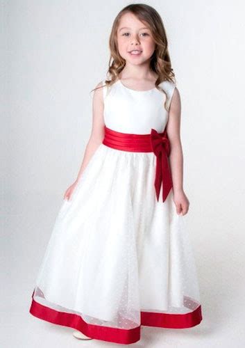 Girls Red And Ivory Satin Bow Flower Girl Bridesmaid Dress