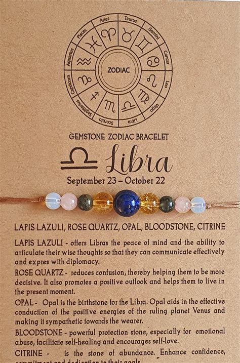 Libra Crystal Bracelet Libra Birthstone Crystal Horoscope Etsy