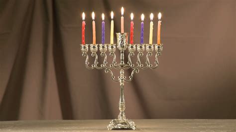 Menorah, Jewish symbol for Hanukkah festival of lights Stock Video Footage - Storyblocks