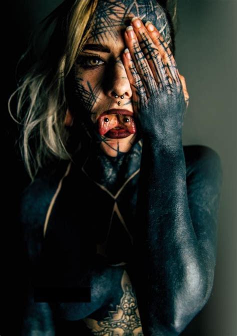 nadine anderson s body is covered in black ink this full body tattoo is awesome by doing this