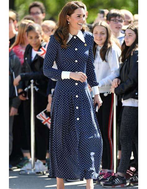 Kate Middleton A Line Printed Dress With Long Sleeves Thecelebritydresses