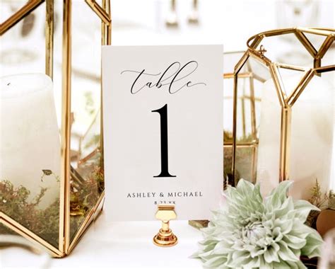EDITABLE COLOR Luxury Wedding Table Numbers Template 4x6 & - Etsy