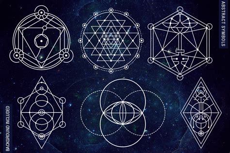 100 Sacred Geometry Symbols By Pixaroma Design Bundles