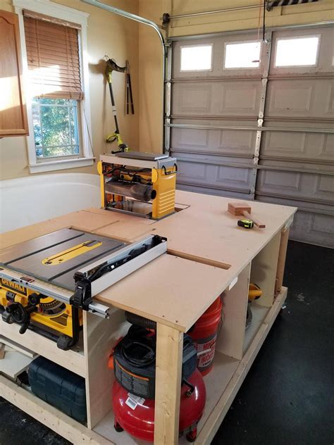 Power Tool Table With A Flip Top Planer Panel Woodworking Bench Plans