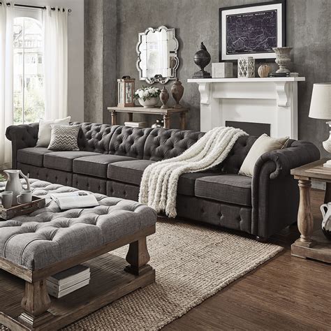 Check spelling or type a new query. Knightsbridge Dark Grey Extra Long Tufted Chesterfield ...
