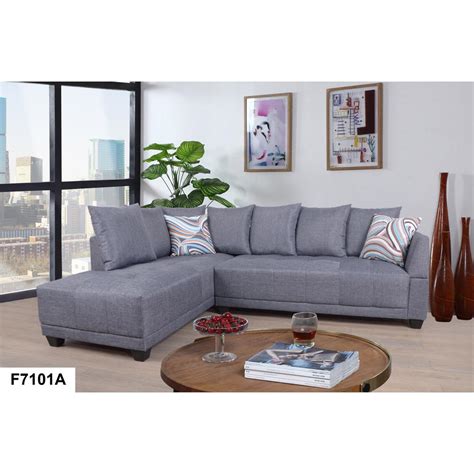 Gray Linen Tufted Upholstery With Loose Pillows Sectionals Sh7101a 64 1000 