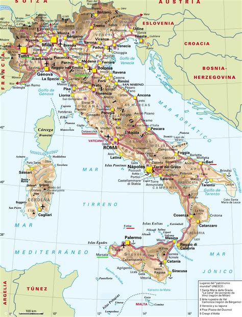 Mapa De Italia En Español Map Of Italy In Spanish Catania Sicily
