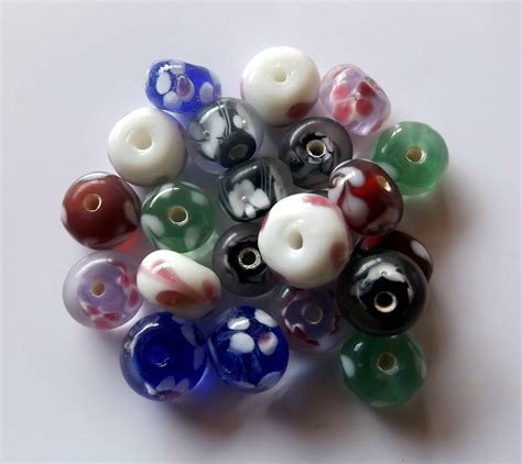 20pcs 8x12mm Lampwork Glass Rondelle Beads Mixed Rondelle Beadsforewe