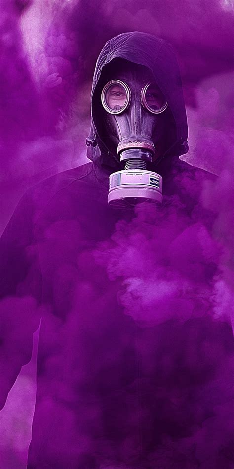 Gas Mask Wallpaper 4k Hoodie Person In Black Purple