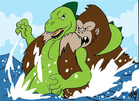 Despite numerous delays, we now have first look at the ensuing fight between godzilla and king kong in the upcoming film godzilla vs. King Kong VS Godzilla Cartoon style! by Koku-chan on ...